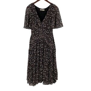 Stevie May Anise Fit & Flare Dress Women Size XS Black Floral Chiffon Flowy Midi